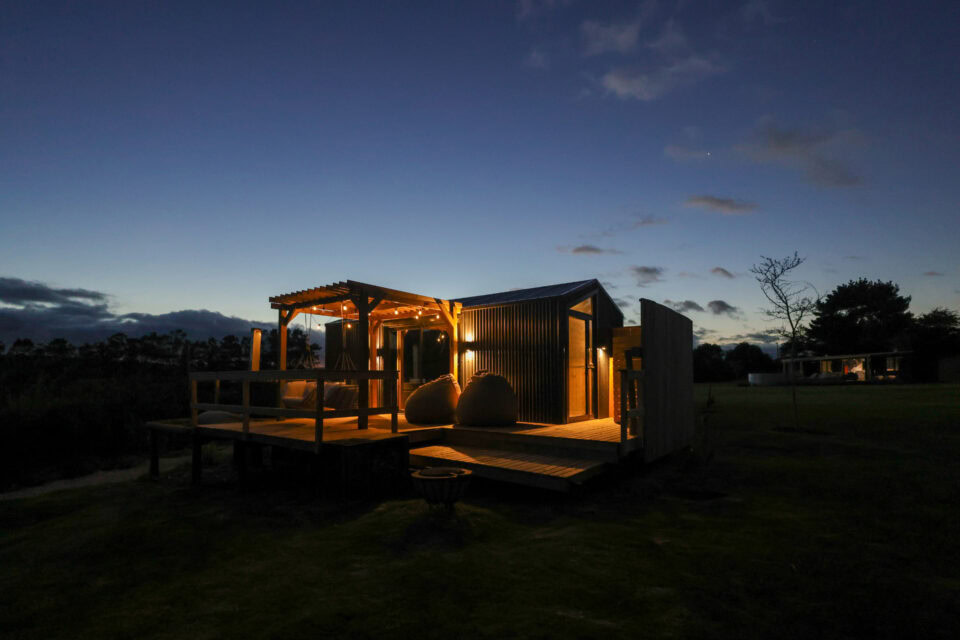 Intak: the unit and its lit deck at night, Old Mac Daddy, Elgin Valley