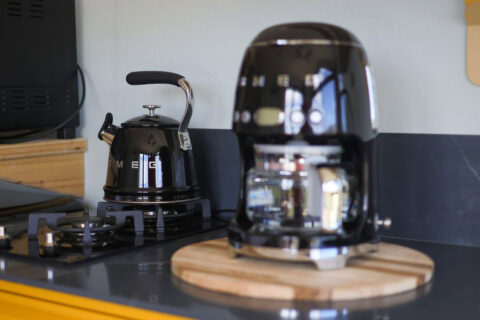 Palimpses: black SMEG kettle and filter-coffee machine, Old Mac Daddy, Elgin Valley