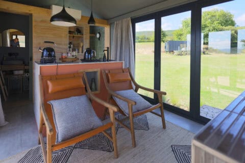 view of the kitchenette inside the asem tiny home