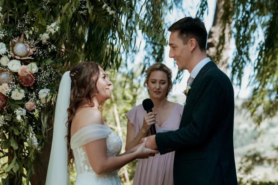 Weddings & Events Vows under the arch, Old Mac Daddy, Elgin Valley