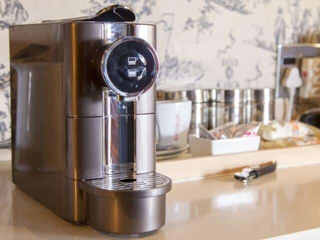 Life Before Colour: capsule coffee machine and tea tray on the counter, Old Mac Daddy, Elgin Valley